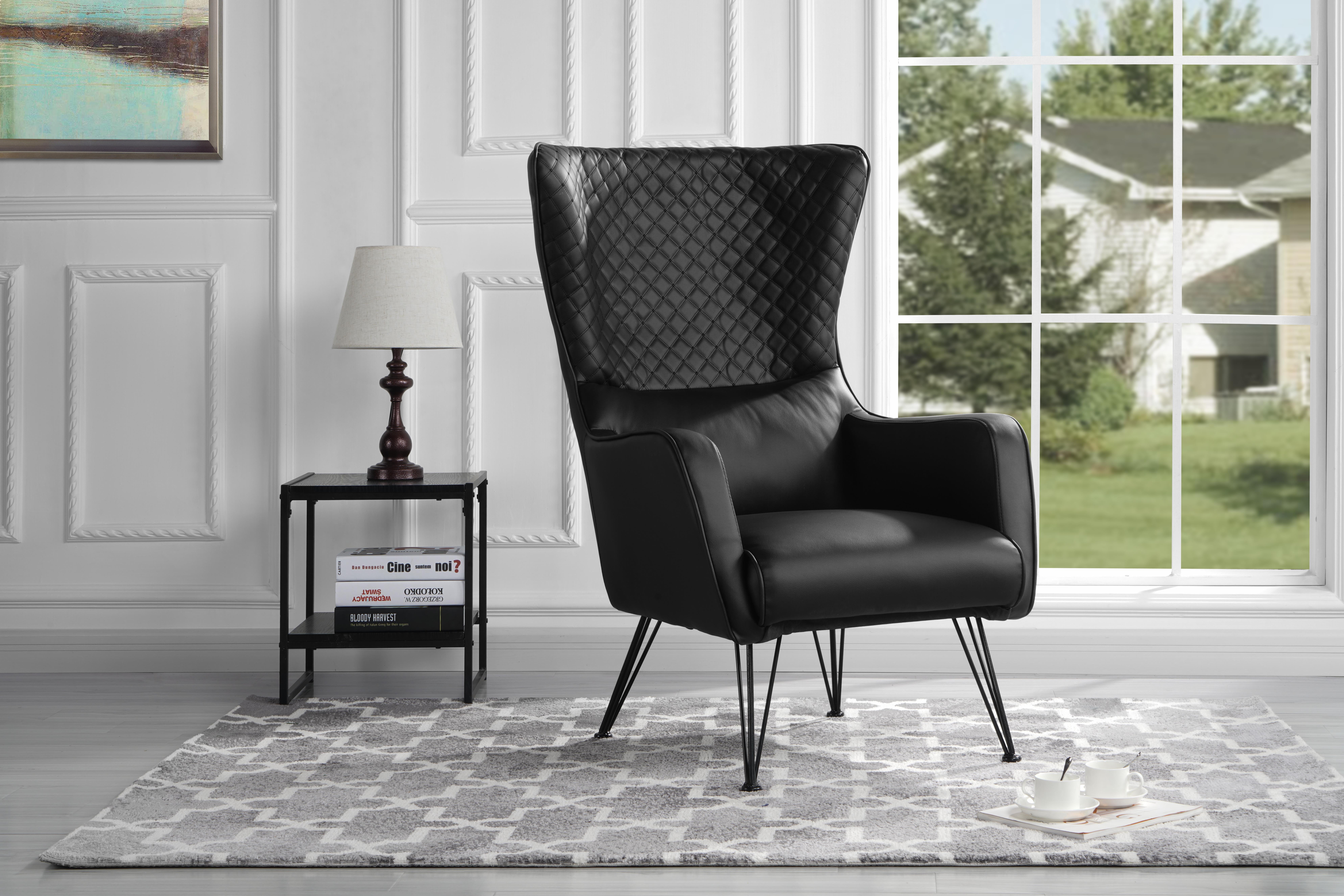 Mid Century Faux Leather Armchair, Black - Walmart.com