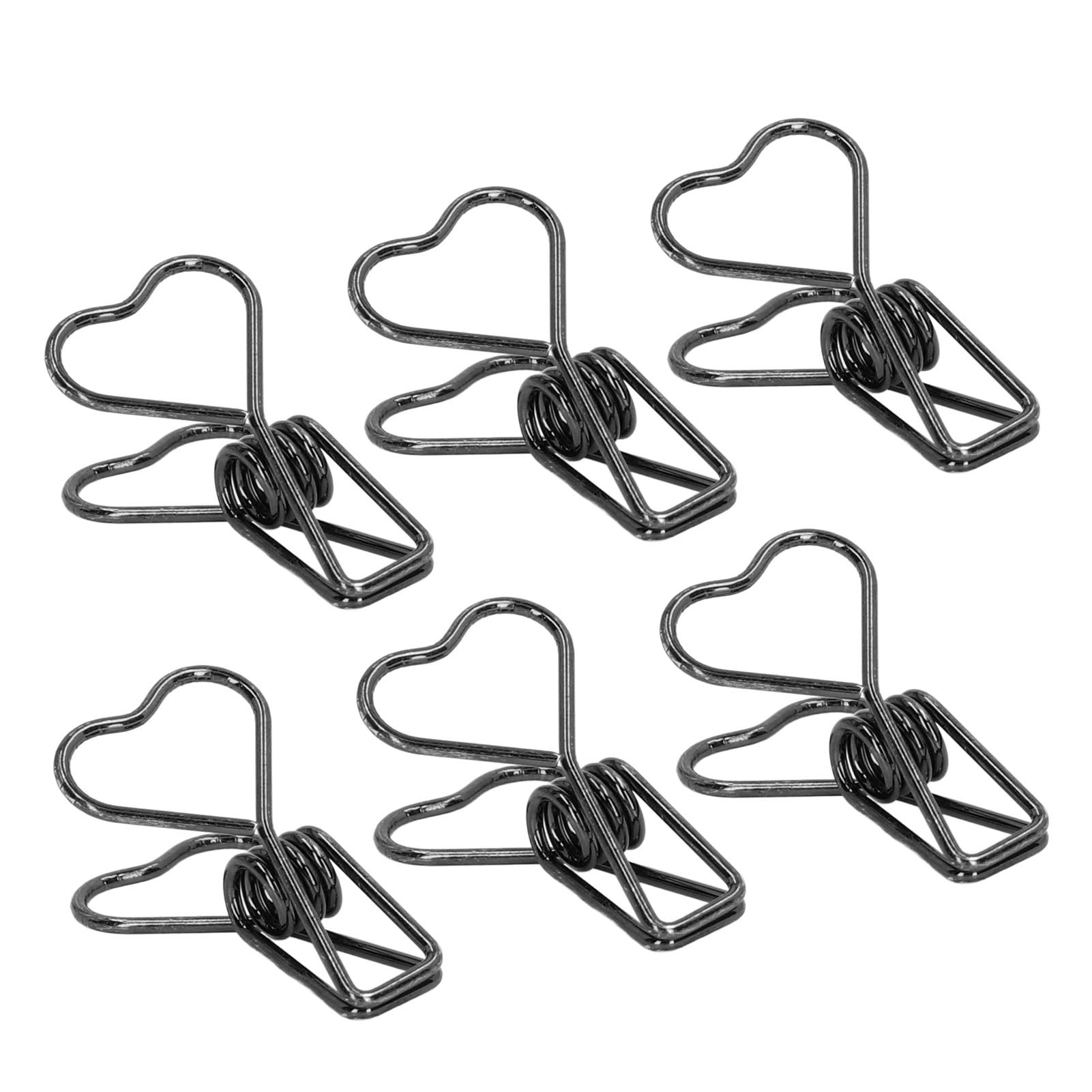 Yajisi 100Pcs Metal Heart Shape Hollow Binder Clips for Office Documents, Certificates, Tickets, Small Paper Clamps, Black
