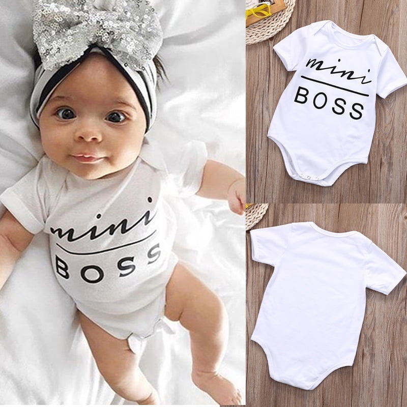Cotton Infant Newborn Baby Girl Boy Clothes Rompers Printed Letter Mini Boss Jumpsuit Summer Playsuit Outfits Baby Onesie Walmart