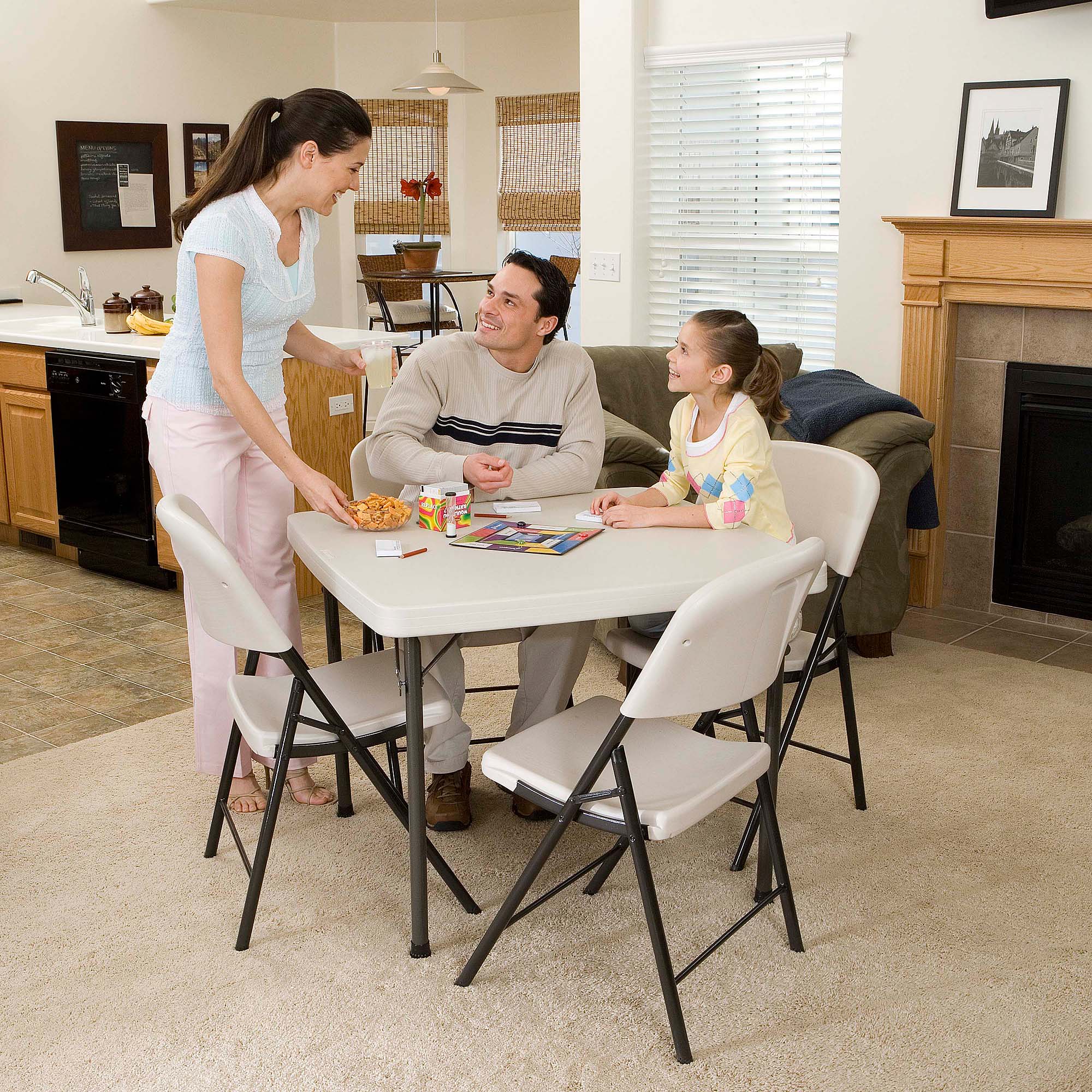 Lifetime 37 Folding Square Table White Granite Com