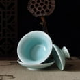 thumbnail image 6 of Gaiwan Kung Fu Teacups with Lid 5-Ounce Teacup and Saucer Set Porcelain Chinese Celadon (Sky blue), 6 of 8