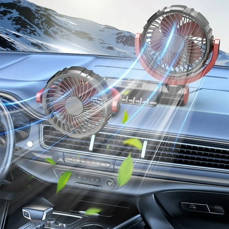 

JikoIiving Clearance! Car Mounted 2 Head Fan With High Wind Power Foldable And Rotatable USB Port