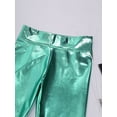 thumbnail image 6 of Linjinx Kids Girls Boys Shiny Metallic Ruffle Flared Bell Bottoms Pants Performance Yoga Dance Lake Green 12, 6 of 7