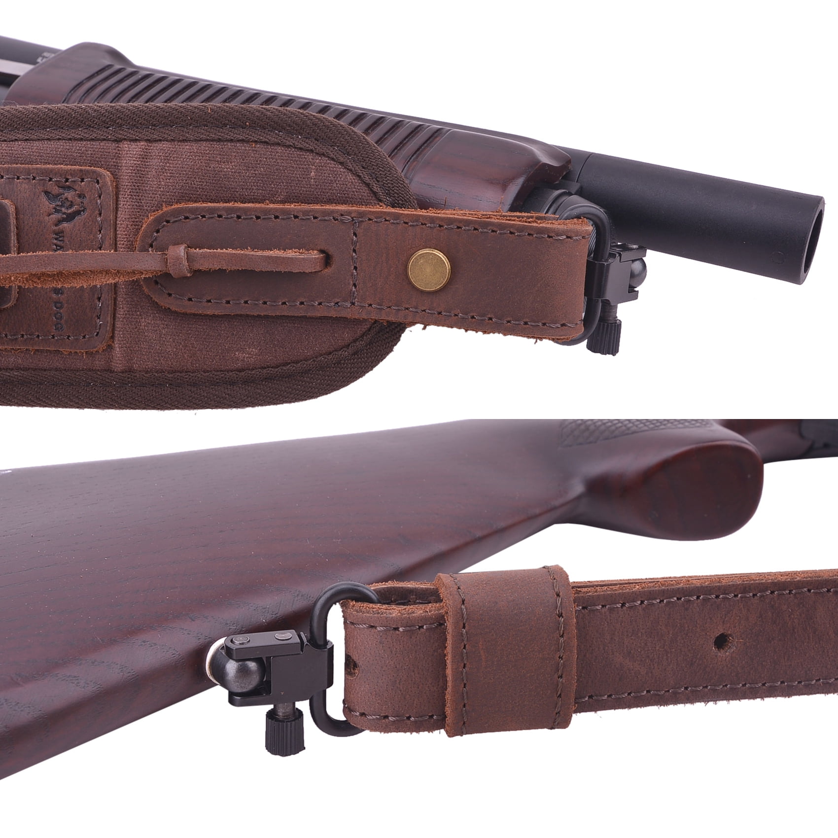Shooting Canvas Leather Ammo Shell Holder Shotgun Sling Hunting Gun Strap for 12 Guage