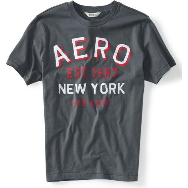 Aeropostale Hombres Aero Est. Camiseta gráfica 1987, gris, mediana