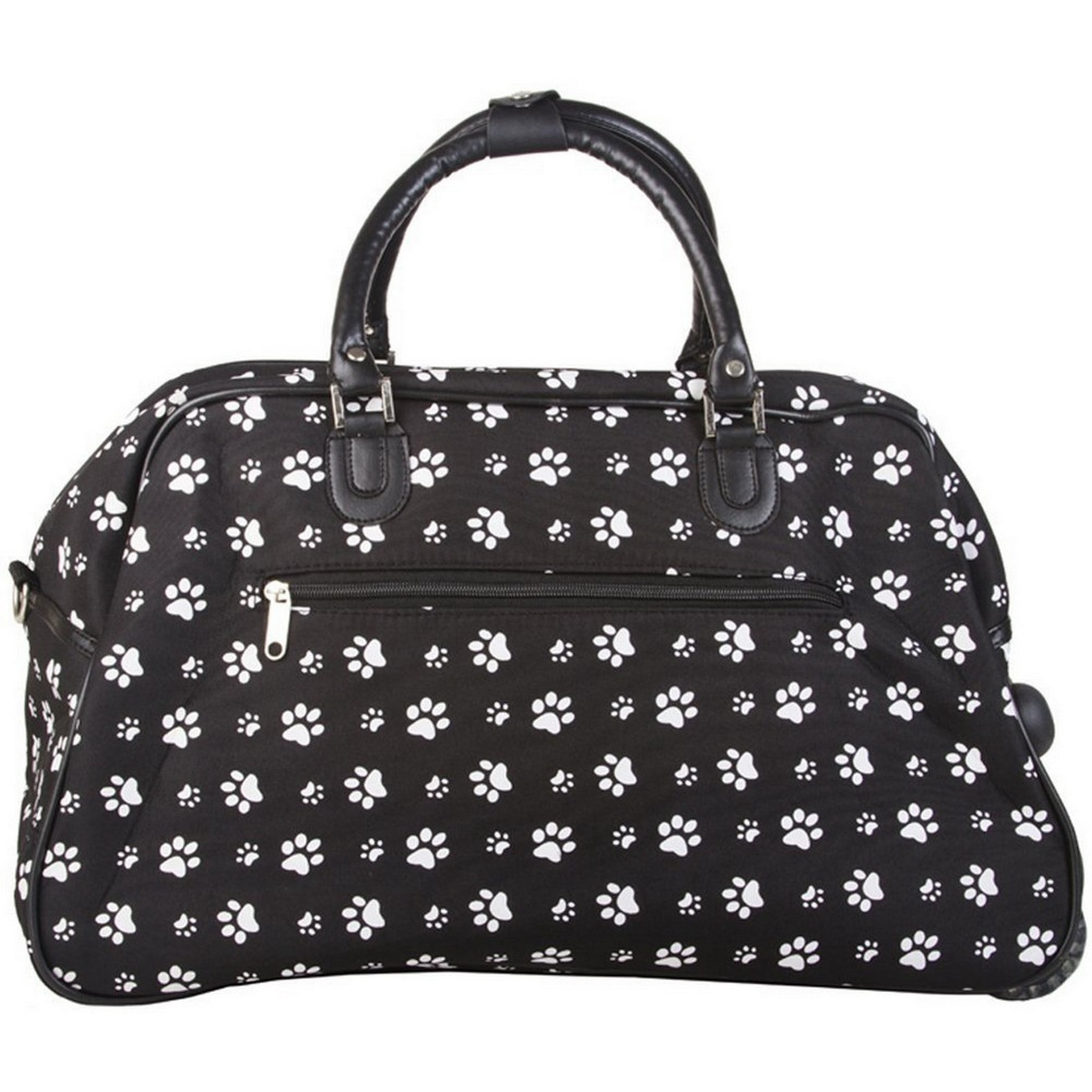 CalBags Animal Prints 21-Inch Carry-On Rolling Duffel Bag - Black White Paws