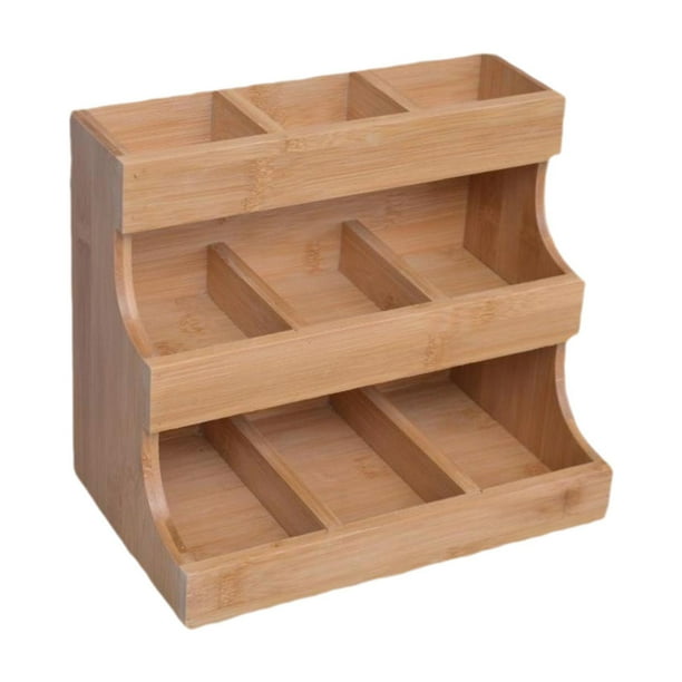 Contenedor de caja de té de la bolsa de té Organizador de madera, organizador de la estación de café Organizador de la estación de té vertical Soporte