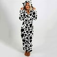 thumbnail image 2 of asdoklhq Womens Plus Clearance Unisex Adult Leopard Onesie Hoody Pajamas Zipper Up Long Sleeve Plush Jumpsuit, 2 of 6