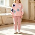 thumbnail image 2 of KEXE Little Girls Floral Sweatshirt Set Long‑Sleeve Top And Elastic Waist Ribbed Trousers, 2 of 9