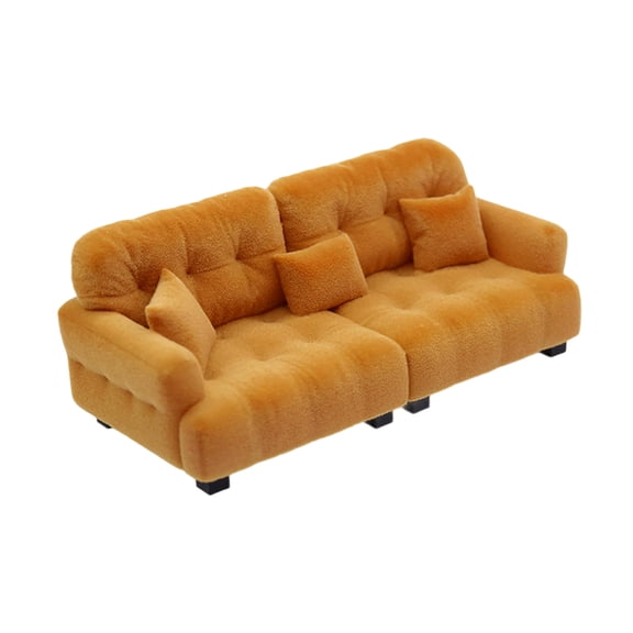 1/12 Scale Couch Model Modern Miniature Sofa Realistic Flocking Dollhouses Furniture For Bedroom Living Room