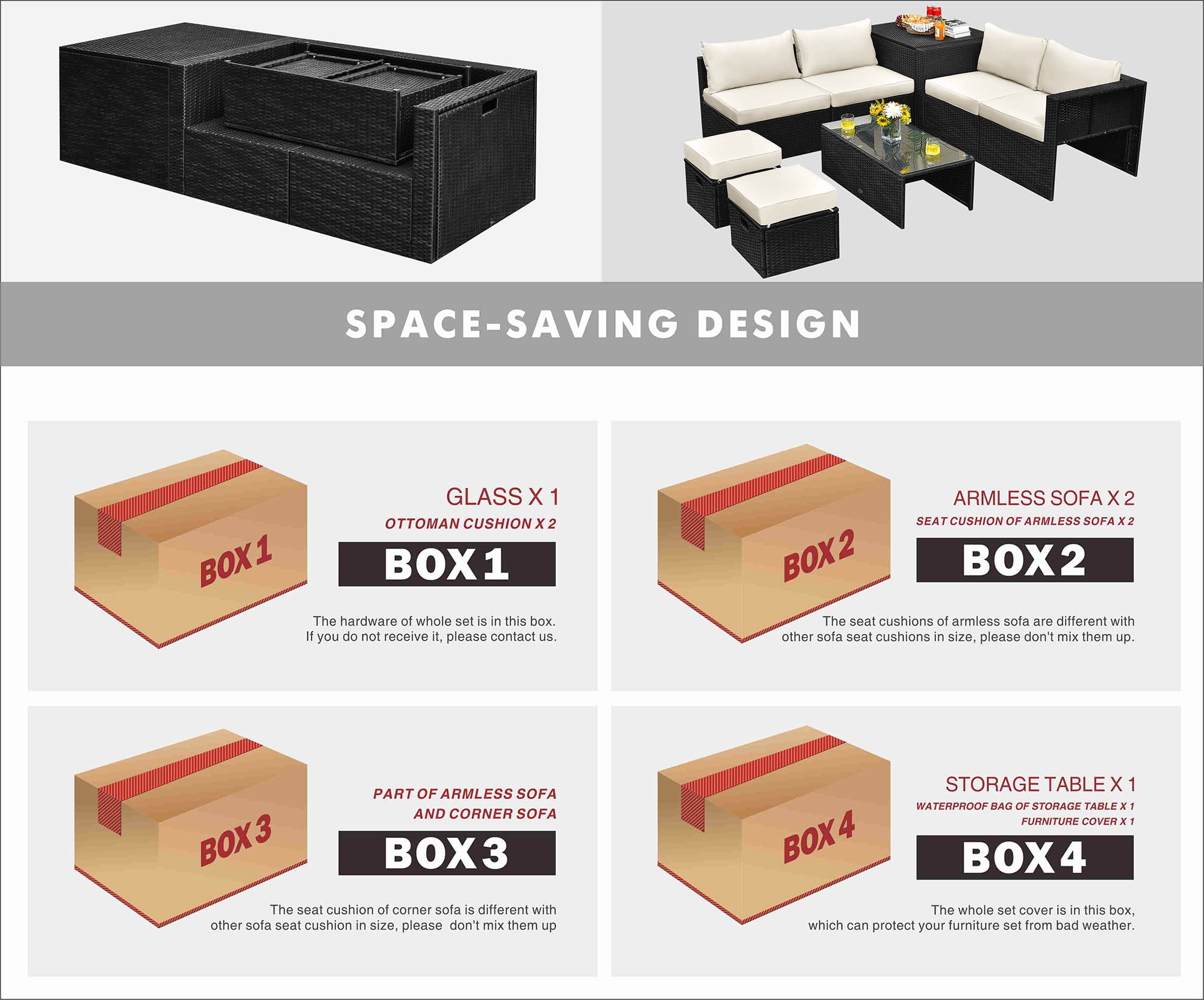 Gymax 8PCS Rattan Patio Sectional Furniture Set w/ Waterproof Cover & Off White Cushions