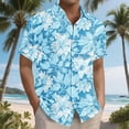 thumbnail image 2 of Yteetum Men's Short Sleeve Shirts Floral Print Hawaiian T Shirt Casual Button Down Short Sleeve Lapel Beach Summer T-Shirts, 2 of 7