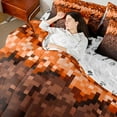 thumbnail image 4 of Castle Fairy Children Teens Adults Pixelated Miners Game Bedding Comforter Set 7pcs,Abstract Plaid Camouflage Queen Bedding Sets Super Cozy,Brown Orange Grid Patchwork Queen Sheet Sets, 4 of 8