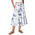 thumbnail image 3 of Women's Bohemian Maxi Skirt, Floral Print Drawstring High Waist Tiered Skirt, Lightweight Flowy Skirt for Festival, Beach Vacation and Summer,White,2XL, 3 of 7