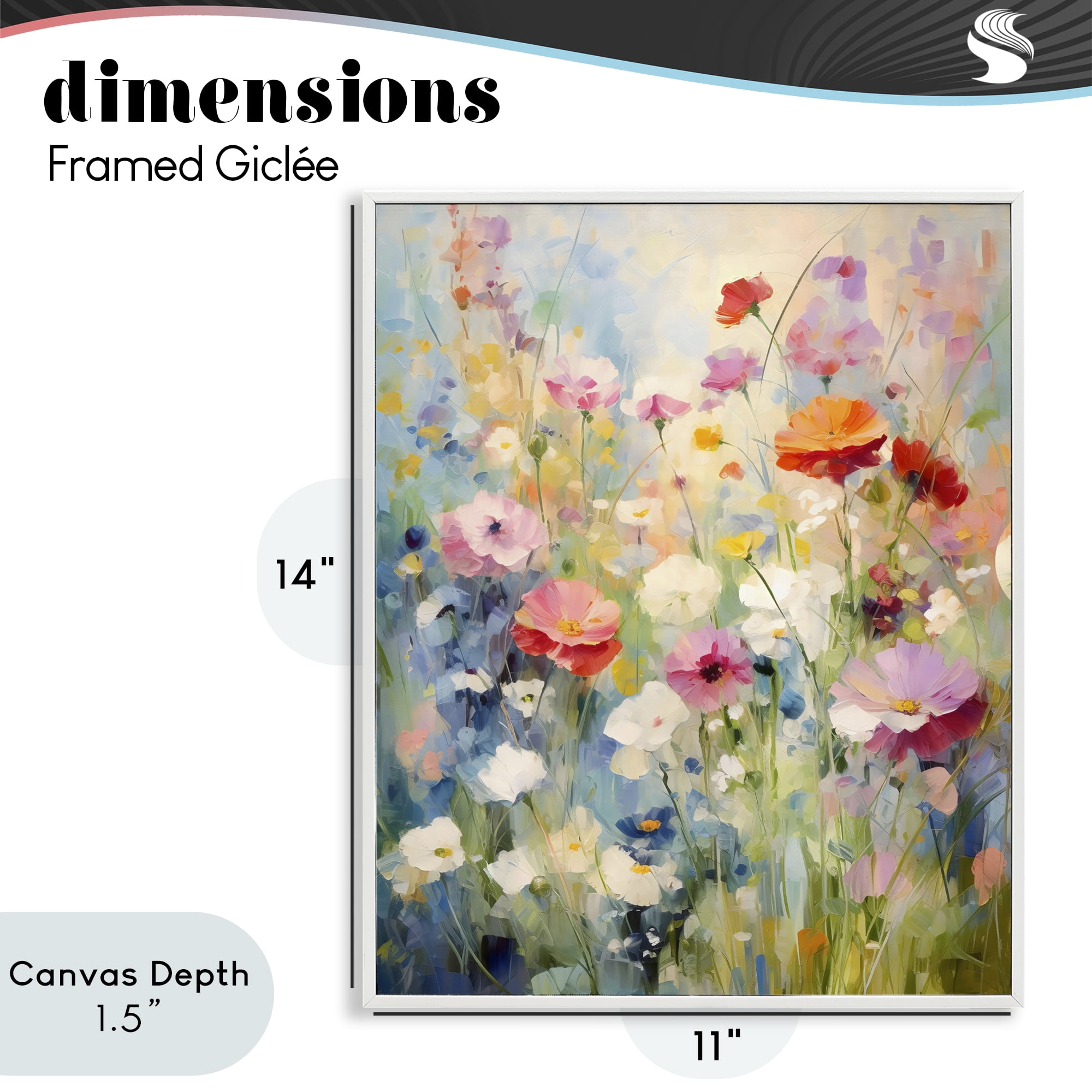 Stupell Industries Wildflower Breeze Impression White Framed Giclee Art, design by Creative Studio