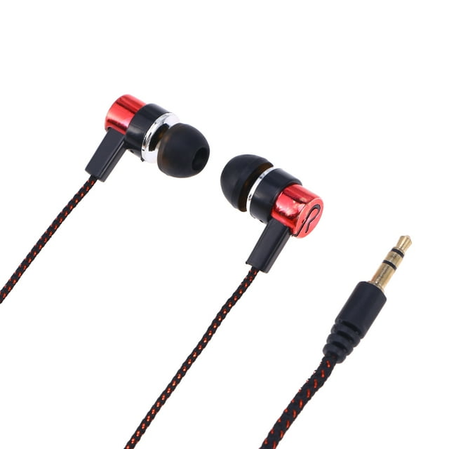 KAKOWELY Headset MP3/MP4 Cloth Line Heavy Bass Earphone In-ear Earphone With 3.5mm Plug(Red)42.32"X0.39"X0.14"