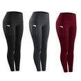 thumbnail image 3 of Overfox Women's Workout Running Capris Leggings with Pocket High Waist Yoga Leggings Tummy Control High Waist Yoga Pants Dark Red M-3XL, 3 of 9