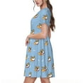 thumbnail image 2 of Uemuo Cute Cartoon Corgi Print Womens Summer Dress Casual Swing Short Sleeve Sundresses Beach A-line Shift Dress, 2 of 6