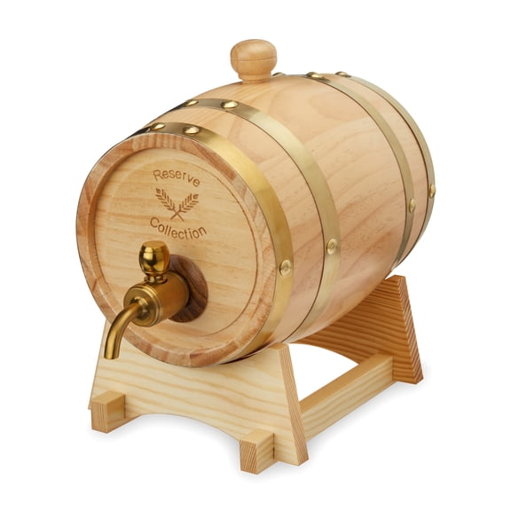 Foster & Rye Wooden Whiskey Barrel, Drink Dispenser with Spigot Holds 750mL