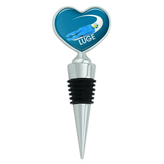 Luge Luger Luging Winter Sport Heart Love Wine Bottle Stopper