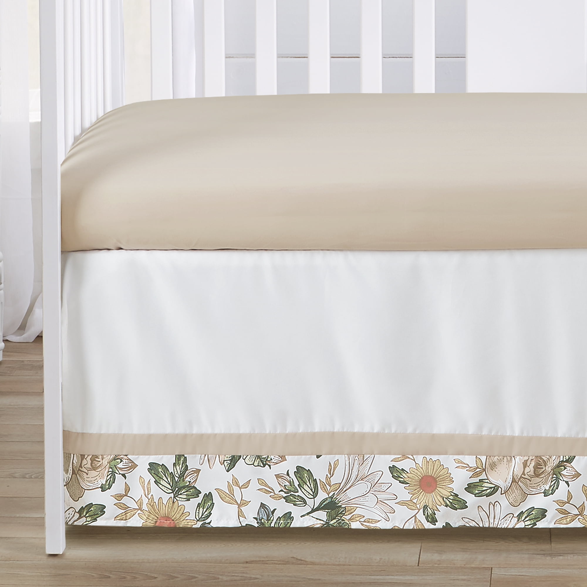 Sweet Jojo Designs Vintage Floral Blue Yellow and Beige 4 Piece Crib Bedding Set