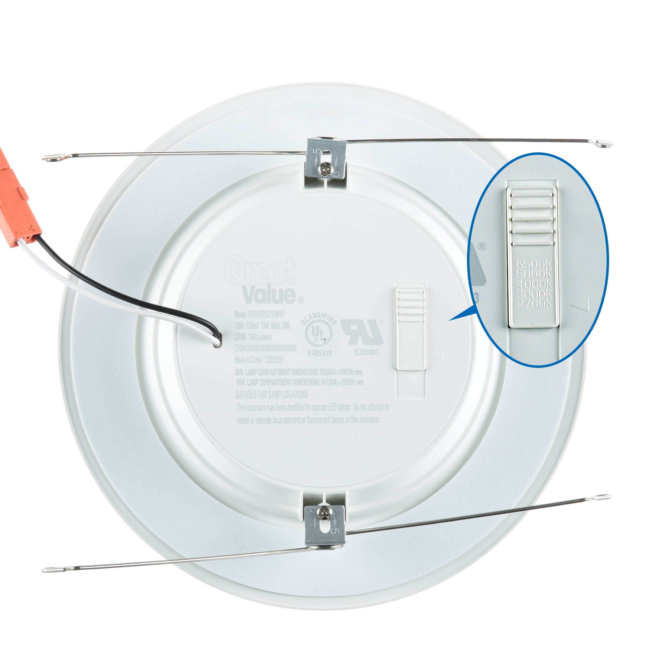 Great Value 6" 5CCT LED Recessed Retrofit Downlight Dimmable