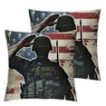 thumbnail image 2 of Acheng American Flag Cushion Cover Soldier Salute for USA Flag Throw Pillow Cover,Army Gift Military Decorative Pillow Cover Veteran Vintage Stars and Stripes Cushion Case 2pcs White, 2 of 6
