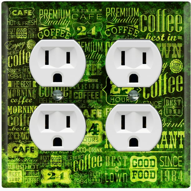 Metal Light Switch Wall Plate Outlet Cover Coffee Shop Cafe Restaurant Sign Black Lime Green Double Duplex Walmart Com Walmart Com