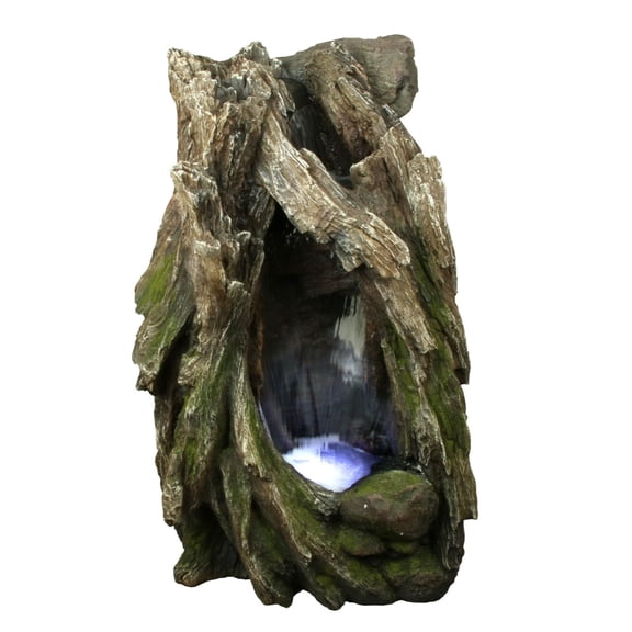 Hi-Line Gifts LED Lighted Tree Trunk Water Fountain - 35"