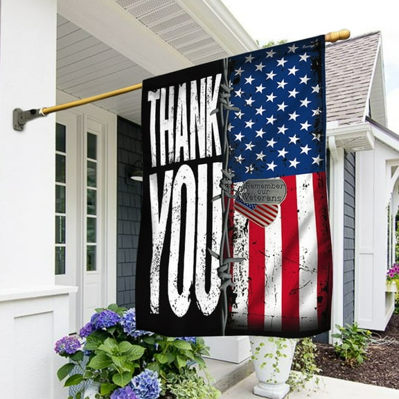 Flagwix American Flag Veteran Flag Remember Our Veterans Thank You BNV417F Polyester Double-sided Printed House Flag