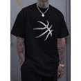 thumbnail image 1 of 1pc Men'S Casual Crew Neck T-Shirt with Basketball Print - 100% Cotton Short Sleeve Tee for All-Season, Knit Fabric, Digital Heat Transfer, Regular Fit - Sports & Leisure Top, 1 of 4