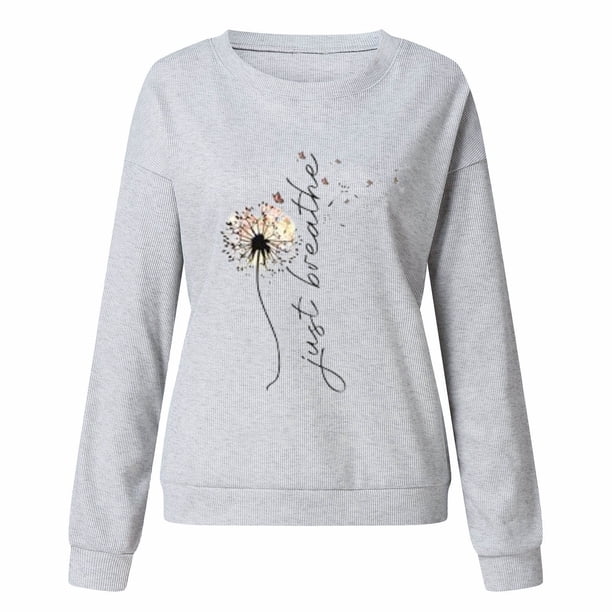 Gibobby Sudadera oversize mujer Sudadera de manga larga con cuello redondo para mujer(Gris,XG)