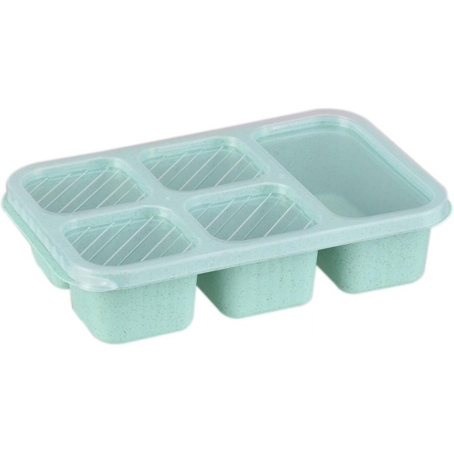Wheat Straw Lunch Box, Lunch Box, Five-compartment Lunch Box, Tea Lunch Box with Lid, Fresh-keeping Snack Plate, Snack Snack Box