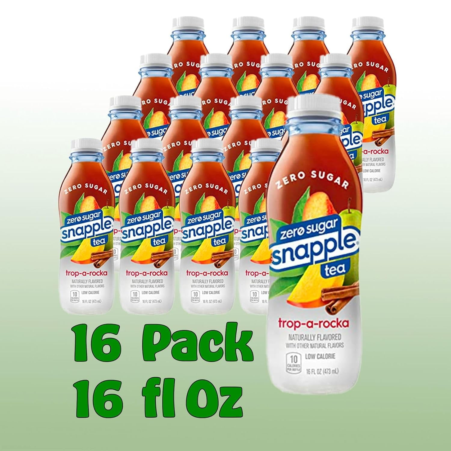 Snapple Zero Sugar Trop-a-Rocka All Natural Fruit Juice Drink, 16 fl oz Plastic Bottles, 16-Pack