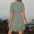 thumbnail image 5 of JoveMarine Cocktail Dresses for Women Striped Short Sleeve - V-Neck Button Up A-Line Shirt Dress for Office and Beach Party,Green M, 5 of 8
