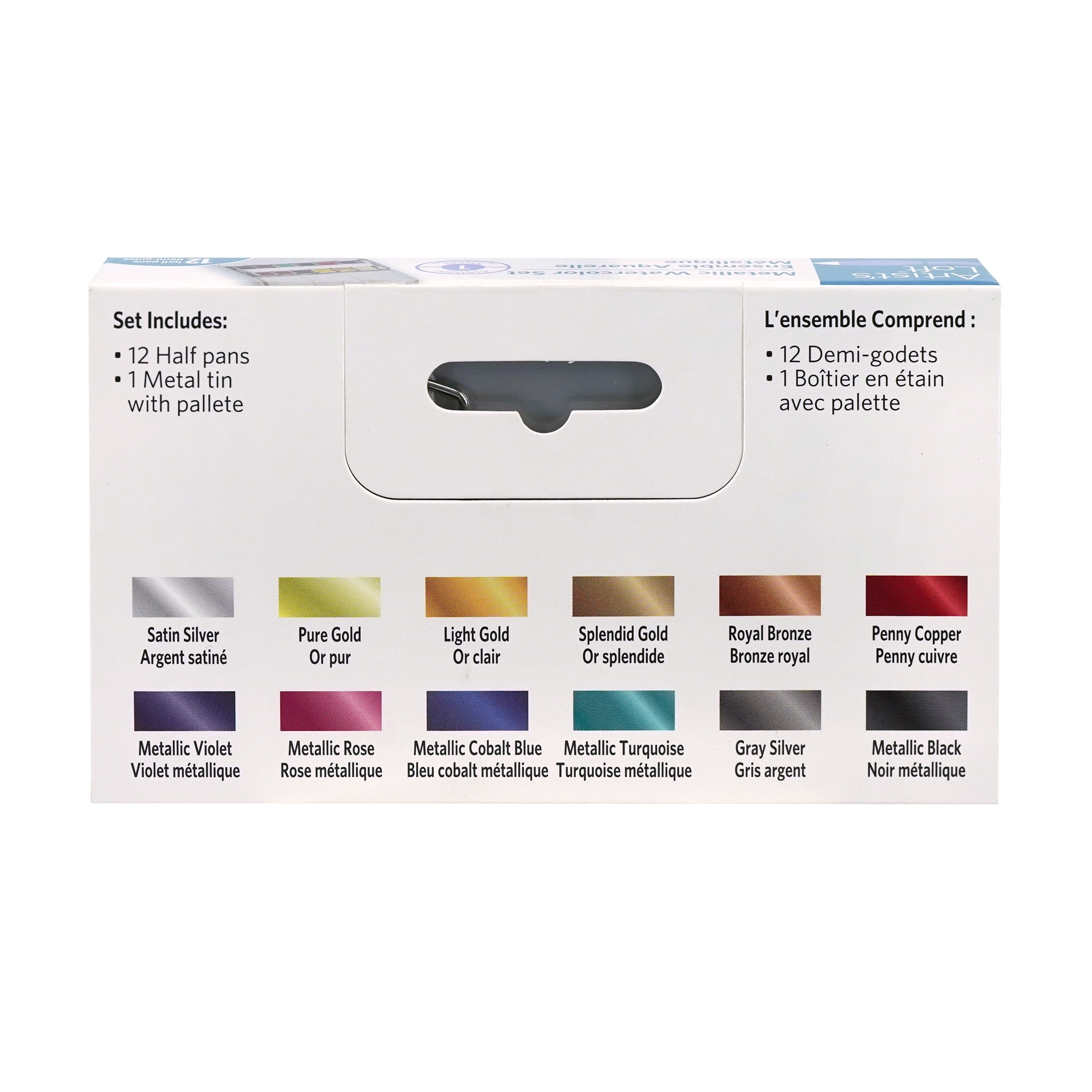 12 Half Pans Metallic Watercolor Set by Artist's Loft - High Quality Watercolor Pigments for Students - Teachers - Artists - 1 Pack