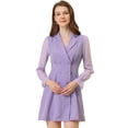 thumbnail image 1 of INSPIRE CHIC Robe Blazer à Carreaux pour Femme à Revers Cranté à Double Boutonnage Violet TP, 1 of 5