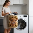 thumbnail image 4 of Round Laundry Basket Canvas Storage Bin 16x22 Inch Fabric Clothes Hamper with Soft Rope Handles Waterproof Coating for Closet Bathroom Bedroom Style F, 4 of 5