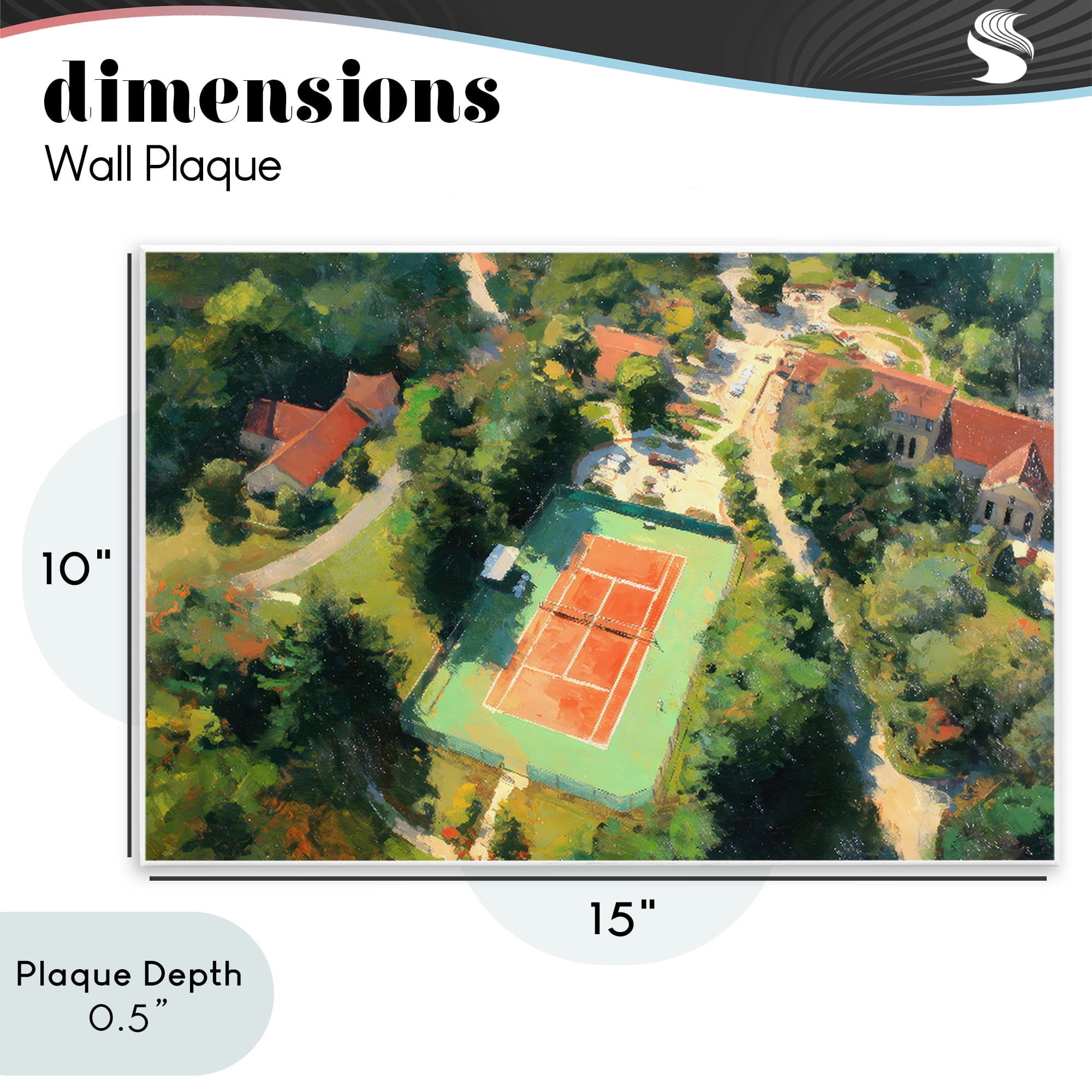 Stupell Industries Aerial Tennis Court Park Wall Plaque Art, design by Petal Prints Design