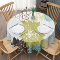 thumbnail image 3 of Green and Blue Pioneer Flower Pattern Round Tablecloth 60"x60",Wrinkle Wipeable Table Cloth for Kitchen Dining Room Picnic Patio Party, 3 of 6