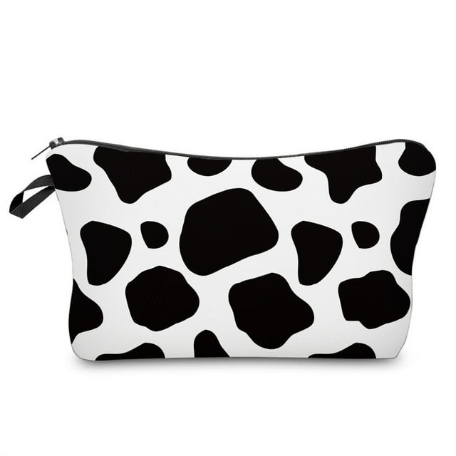 Bolsa de maquillaje para bolso, bolsa de cosméticos, bolsa de aseo de viaje, bolsa organizadora impermeable para mujeres y niñas (vacas) Rojo Verde