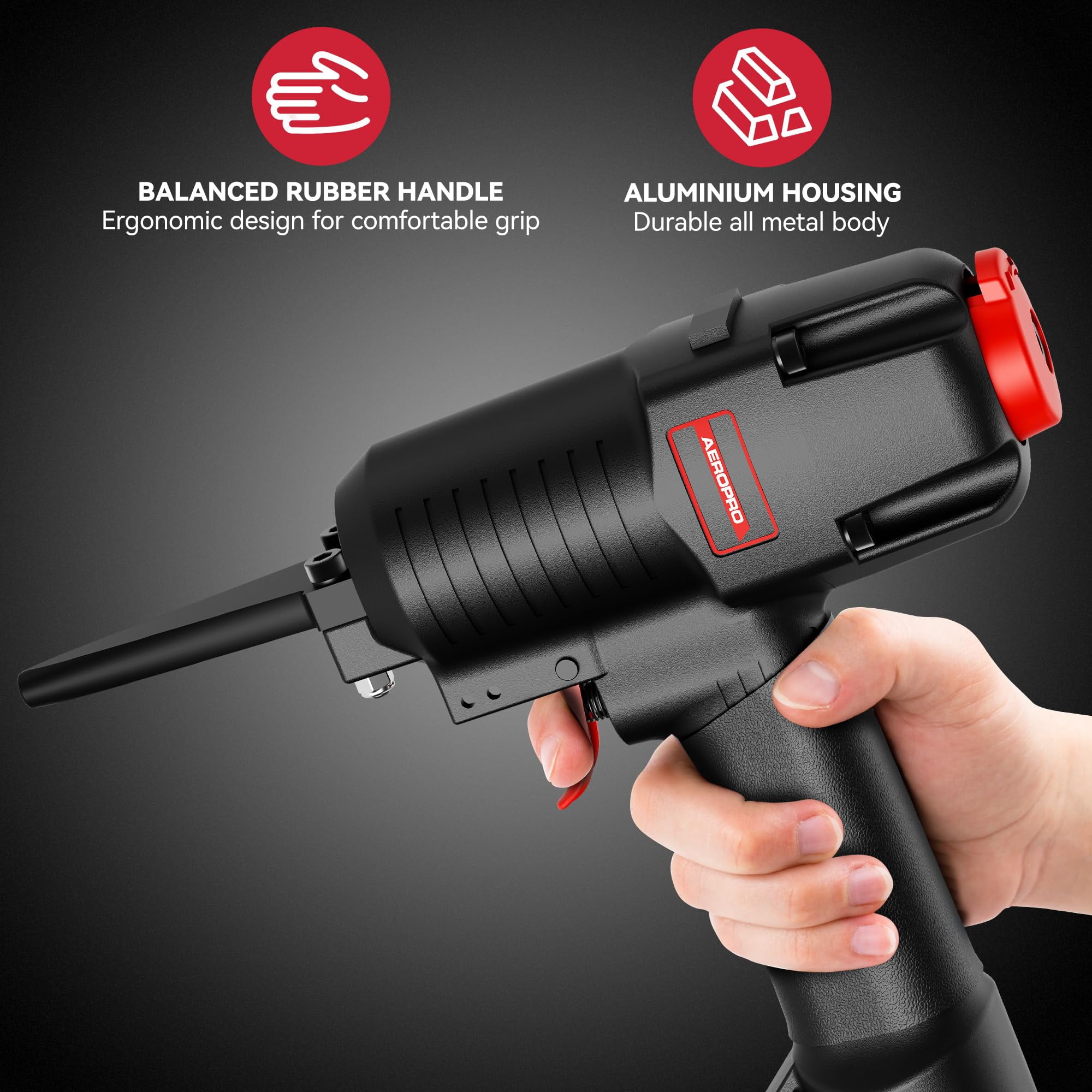 AeroPro 700V Professional Grade Heavy Duty Pneumatic Punch Nailer/Nail Remover with Extra Driver and Bumper, Long Nail Nose, 2-3/4” 6mm Diameter for 1-4 Inch Nails, 9-16 Gauge