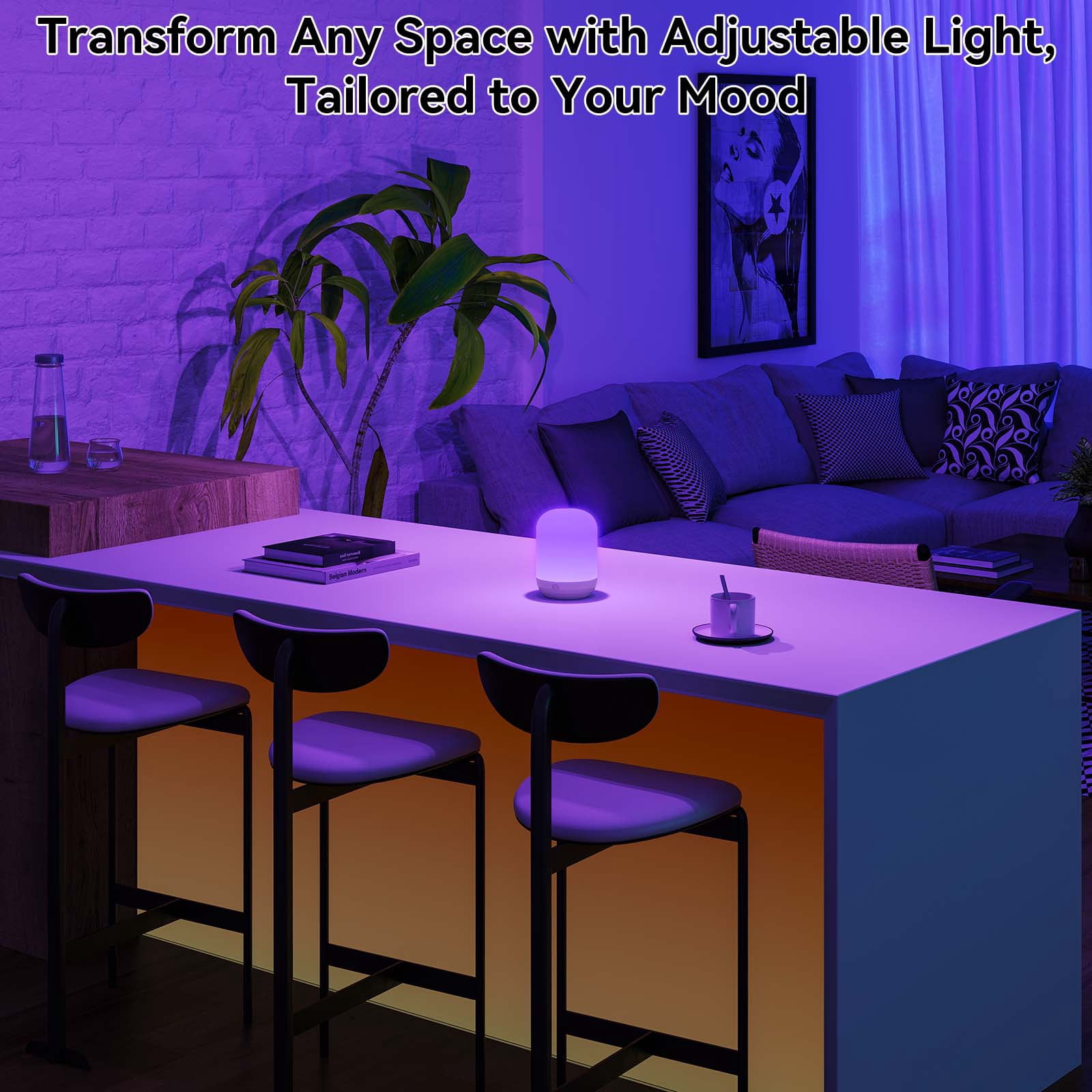 SUNMORY Rechargeable Night Light, Table Lamp for Bedroom, Dimmable Bedside Lamp with Magnetic Charging Station, Small Nightstand Lamp, LED Lights with 12 RGB Colors, Timer & Remote Control