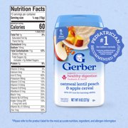 (3 pack) Gerber Stage 2 Baby Food, Oatmeal Lentil Peach & Apple Cereal, Baby Cereal, 8 oz Canister