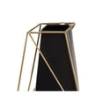 thumbnail image 5 of DecMode 11", 9"H Geometric Black Metal Vase with Gold Wire Accents, Set of 2, 5 of 12