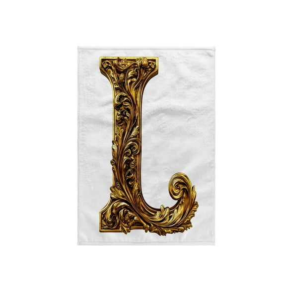 3dRose, Elegant Image Of Gold Victorian Ornate Monogram Initial L, 15x22 Hand Towel