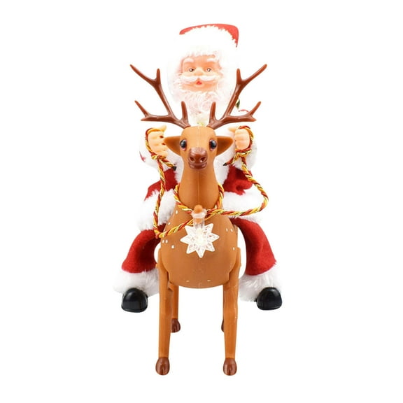 Santa Claus Riding Reindeer Toy – Animated Christmas Decoration with Music, Battery-Powered Holiday Ornament for Tree, Office, Home Décor