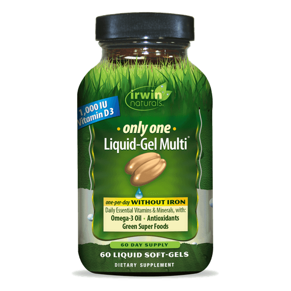 Irwin Naturals Only One Liquid-Gel Multi without Iron – 60 Liquid Soft-Gels – Daily Essential Nutrient Support