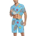 thumbnail image 3 of joogoo Men's Pajama Set Tennis Racket and Balls V-Neck Pj Shorts Set 2 Piece Loungewear Sleepwear XXL, 3 of 7