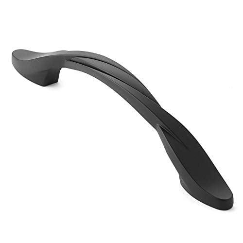 Cauldham 10 Pack Solid Braided Kitchen Cabinet Pulls Handles (5" Hole Centers) - Drawer/Door Hardware - Style M260 - Matte Black